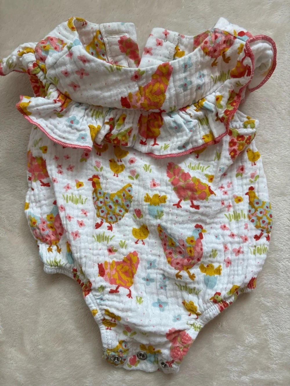 0-3m baby Cotton One-Piece Rompers chicken and summer prints mud pie old navy